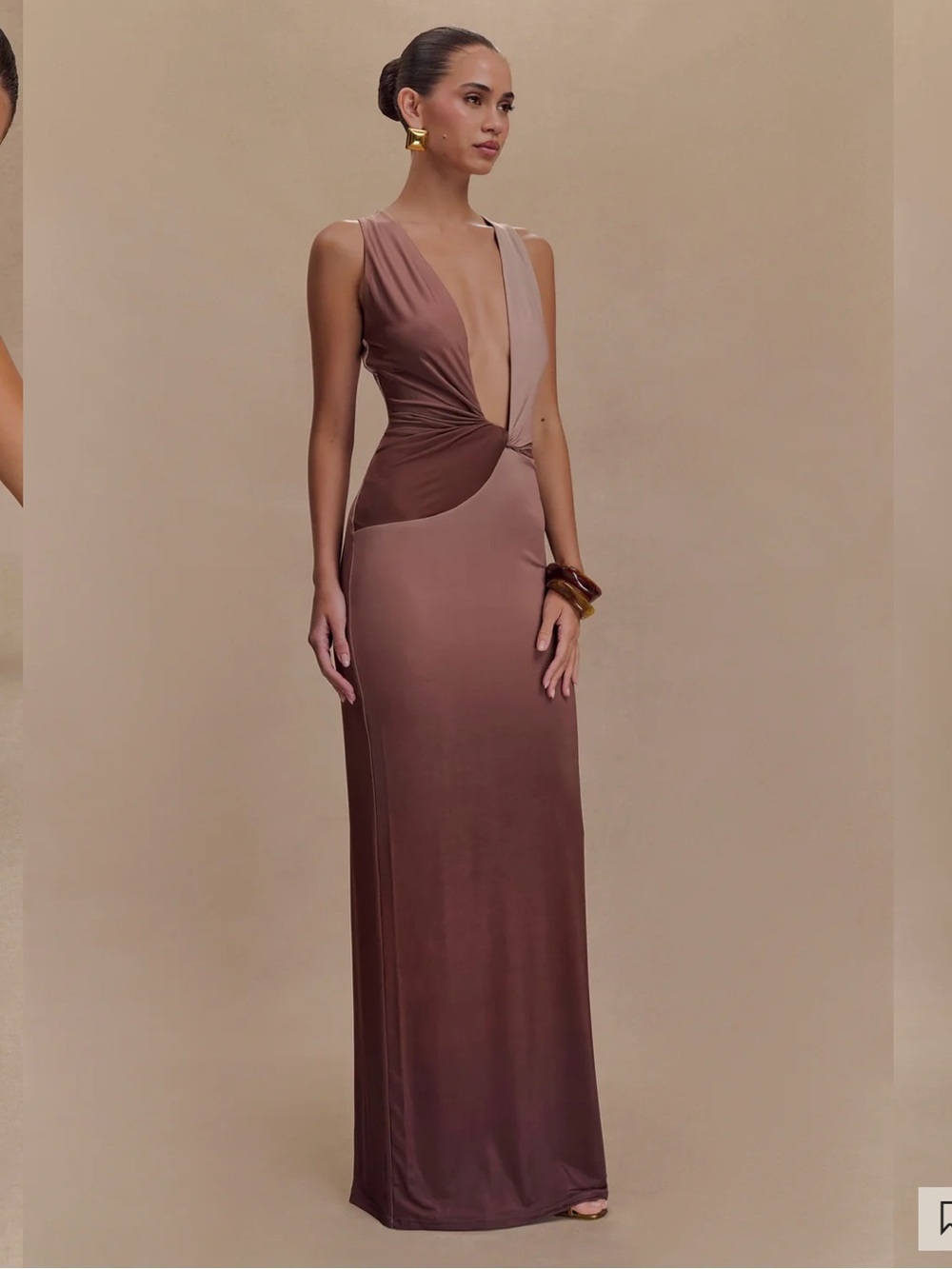 Meshki Stella
Draped Slinky Maxi Dress - Mocha Ombre - Picture 3 of 5